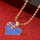Australia Flag Pendant Necklace Women Stainless Steel Heart Jewelry Gift