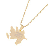 Stainless Steel Azerbaijan Map Pendant Necklaces