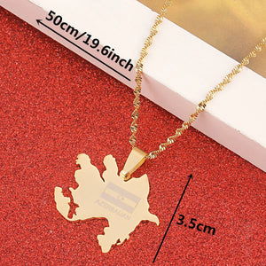 Stainless Steel Azerbaijan Map Pendant Necklaces