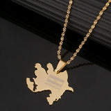 Stainless Steel Azerbaijan Map Pendant Necklaces
