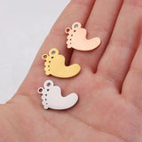 Stainless Steel Baby Feet Pendant Bracelet Necklace DIY Jewelry
