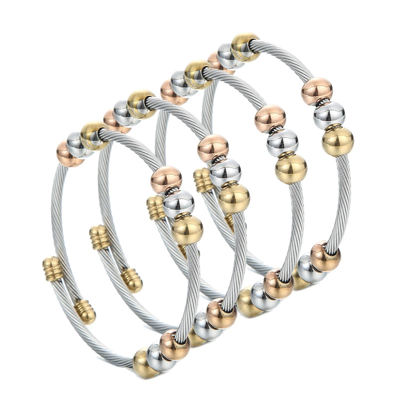 Stainless Steel Ball Beads Charm Bracelets For Men Women