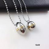 Stainless Steel Oval Necklace Perfume Bottle Pendant
