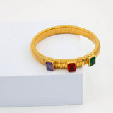 Stainless Steel Bangle 10mm 12mm Bracelets Glaze For Women Couple Jewelry