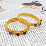Stainless Steel Bangle 10mm 12mm Bracelets Glaze For Women Couple Jewelry