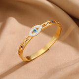 Stainless Steel Bangle with Devil Eye Charm