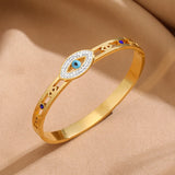 Stainless Steel Bangle with Devil Eye Charm