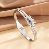 Stainless Steel Devil Eye Charm Bangle