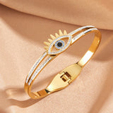 Stainless Steel Devil Eye Charm Bangle