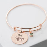 Personalized Stainless Steel Bangle with Birthday Stone