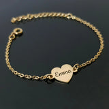 Custom Stainless Steel Heart Name Bangle Bracelet for Women