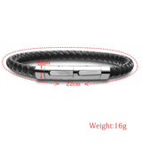 Men's Stainless Steel Leather Bangle Bracelet