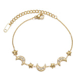Stainless Steel Bangle for Women Chain Bracelet Star Moon Charm Hand Jewelry