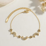 Stainless Steel Bangle for Women Chain Bracelet Star Moon Charm Hand Jewelry