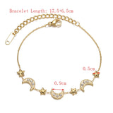 Stainless Steel Bangle for Women Chain Bracelet Star Moon Charm Hand Jewelry