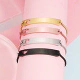 Adjustable Stainless Steel Bar Bracelet Blanks, Polished Metal ID Bracelets