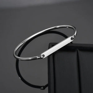 Stainless Steel Bar Cuff Bangle Bracelet Name ID Bracelet