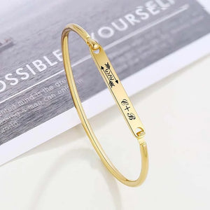 Stainless Steel Bar Cuff Bangle Bracelet Name ID Bracelet