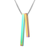 Custom Stainless Steel Bar Necklace Personalized Phrase Coordinate Name Pendant
