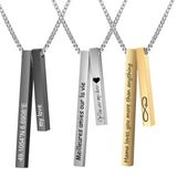 Custom Stainless Steel Bar Necklace Personalized Phrase Coordinate Name Pendant