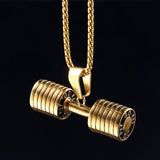 Stainless Steel Barbell Dumbbell Punk Rock Necklace with Chain