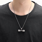 Stainless Steel Barbell Dumbbell Punk Rock Necklace with Chain