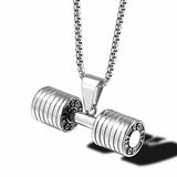 Stainless Steel Barbell Dumbbell Punk Rock Necklace with Chain