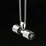Stainless Steel Barbell Dumbbell Punk Rock Necklace with Chain