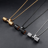 Stainless Steel Barbell Dumbbell Punk Rock Necklace with Chain