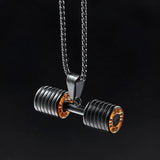 Stainless Steel Barbell Dumbbell Punk Rock Necklace with Chain