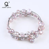 Stainless Steel Baroque Shape Pearl Wire Bracelet for Women