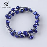 Stainless Steel Baroque Shape Pearl Wire Bracelet for Women