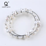 Stainless Steel Baroque Shape Pearl Wire Bracelet for Women