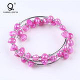 Stainless Steel Baroque Shape Pearl Wire Bracelet for Women