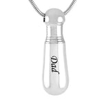 Stainless Steel Baseball Bat Cremation Necklace