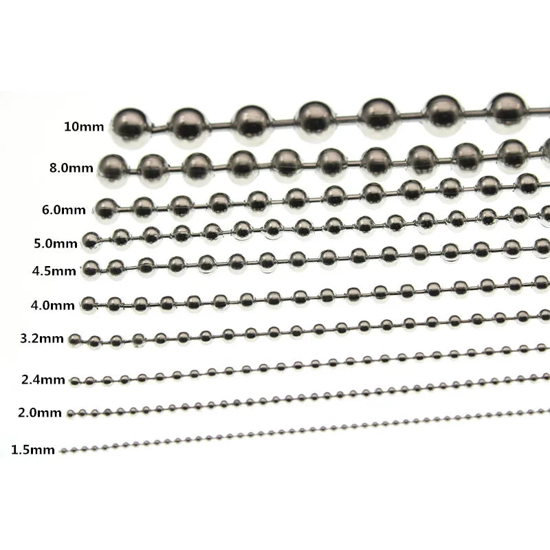 Stainless Steel Beaded Ball Chain Bulk 1.5-10mm DIY Necklaces