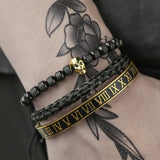 Stainless Steel CZ Skull Bracelet Set - Men's Charm Armband