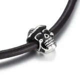 Large Hole Stainless Steel Cowboy Skull Bead Slide Charm Pendant DIY Men Bracele