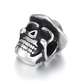 Large Hole Stainless Steel Cowboy Skull Bead Slide Charm Pendant DIY Men Bracele