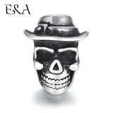 Large Hole Stainless Steel Cowboy Skull Bead Slide Charm Pendant DIY Men Bracele