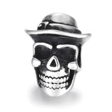 Large Hole Stainless Steel Cowboy Skull Bead Slide Charm Pendant DIY Men Bracele