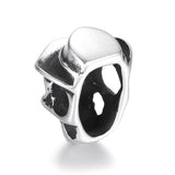Large Hole Stainless Steel Cowboy Skull Bead Slide Charm Pendant DIY Men Bracele