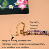 Stainless Steel Beads Natural Stone Heart Choker for Women