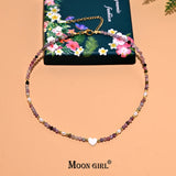 Stainless Steel Beads Natural Stone Heart Choker for Women