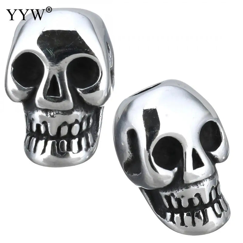 Stainless Steel Skull Charm Beads for Jewelry Making