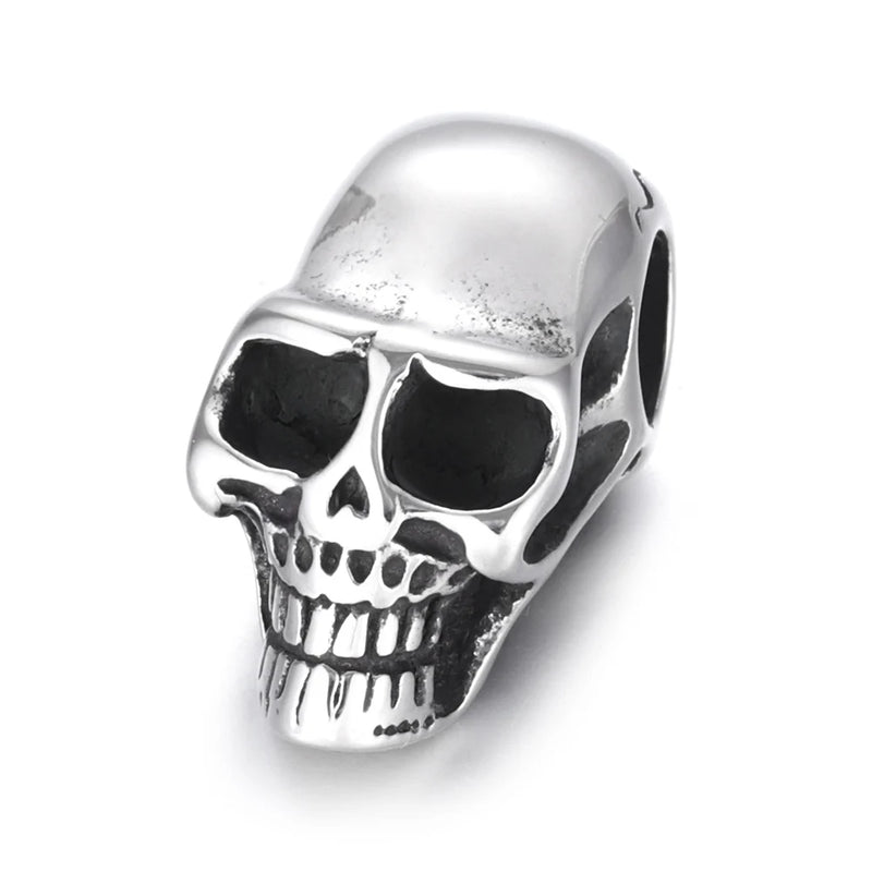 Stainless Steel Skull Bead 5mm Hole Metal European Bead