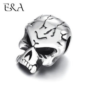 Stainless Steel Skull Spacer Beads 6mm Large Hole Charm Pendant