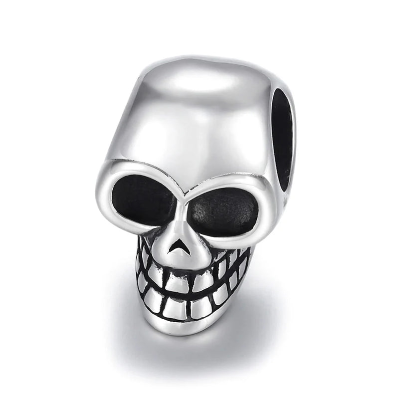Stainless Steel Beads Skull Spacer Charm Pendant 6mm DIY Men Bracelet Making