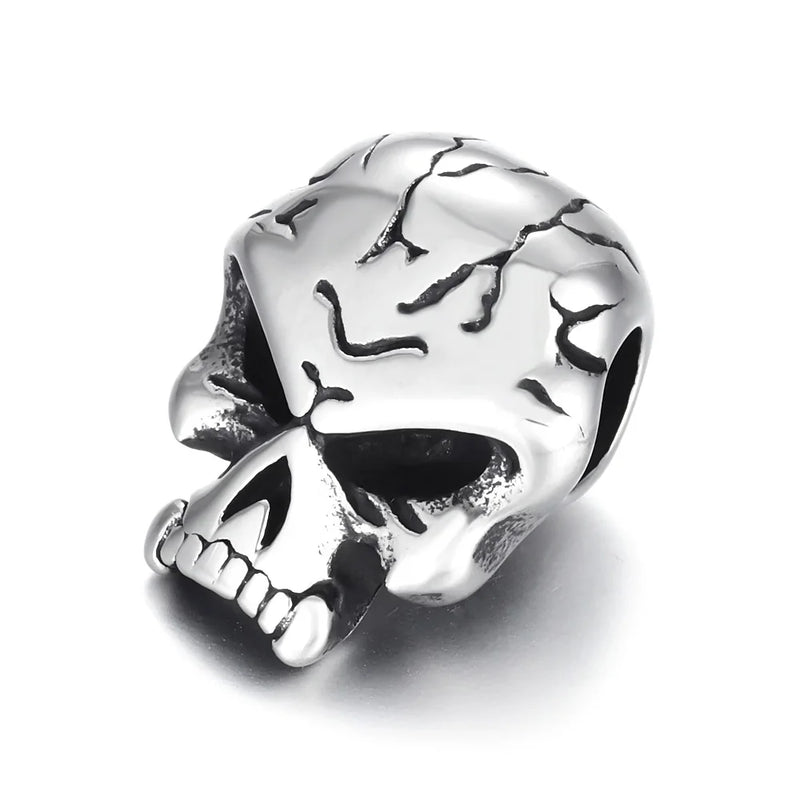 Stainless Steel Skull Spacer Beads 6mm Large Hole Charm Pendant