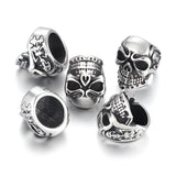 Skull Spacer Stainless Steel Beads Large Hole Charm Slider DIY Men Bracelet